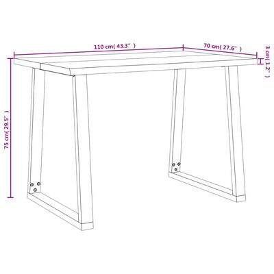 vidaXL Jedilna miza z naravnim robom 110x70x75 cm trden akacijev les