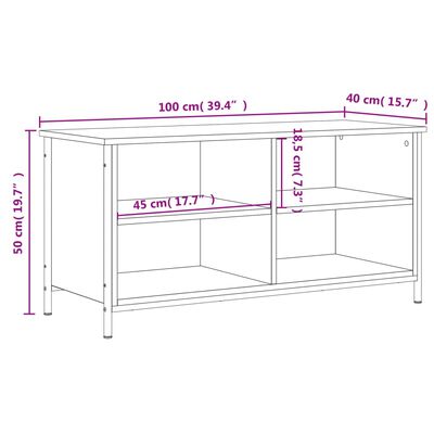 vidaXL TV omarica siva sonoma 100x40x50 cm inženirski les