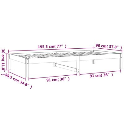 vidaXL Dnevna postelja 90x190 cm trdna borovina