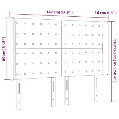 vidaXL LED posteljno vzglavje črno 147x16x118/128 cm žamet