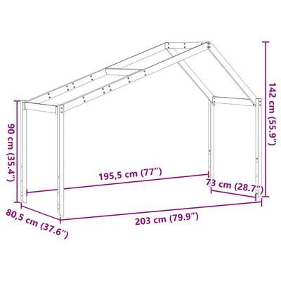 vidaXL Streha za otroško posteljo rjava 203x80,5x142 cm borovina