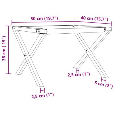 vidaXL Noge za klubsko mizico X-okvir 50x40x38 cm lito železo