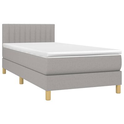 vidaXL Box spring postelja z vzmetnico svetlo siva 80x200 cm blago