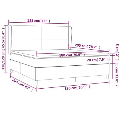 vidaXL Box spring postelja z vzmetnico črna 180x200 cm blago