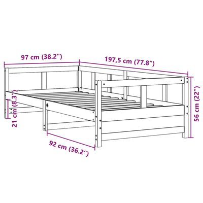 vidaXL Dnevna postelja z vzmetnico vošč. rjava 90x190 cm borovina