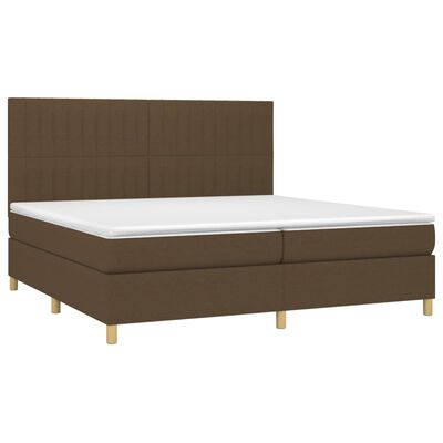 vidaXL Box spring postelja z vzmetnico temno rjav 200x200 cm blago