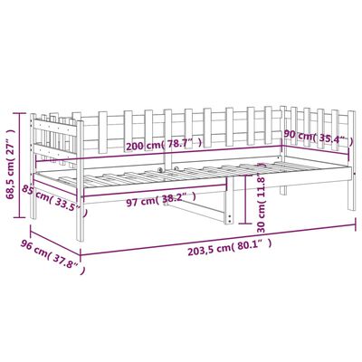 vidaXL Izvlečna postelja brez vzmetnice 90x200 cm trdna borovina