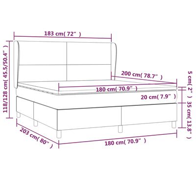 vidaXL Box spring postelja z vzmetnico kapučino 180x200cm umetno usnje