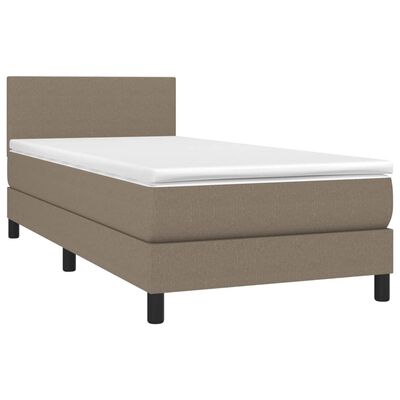 vidaXL Box spring postelja z vzmetnico taupe 90x200 cm blago