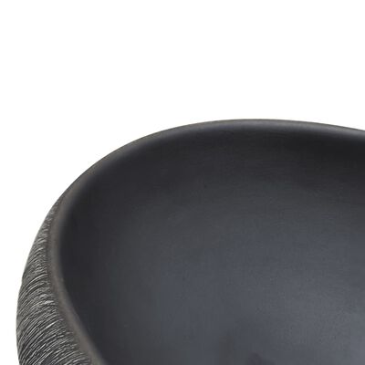 vidaXL Nadpultni umivalnik črn in siv ovalen 59x40x15 cm keramika