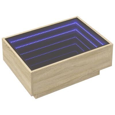 vidaXL Klubska mizica LED sonoma hrast 70x50x30 cm inženirski les