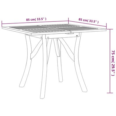 vidaXL Vrtna miza 85x85x75 cm trden akacijev les