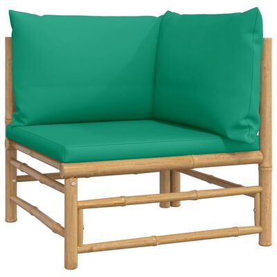 vidaXL Vrtna sedežna garnitura 11-delna z zelenimi blazinami bambus