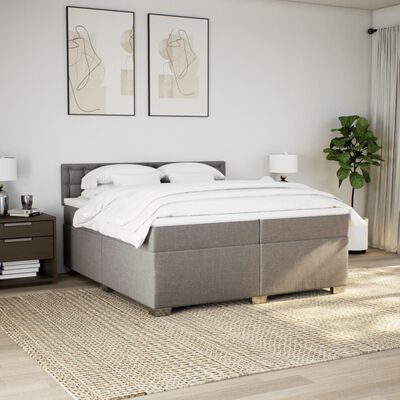 vidaXL Box spring postelja z vzmetnico taupe 200x200 cm blago