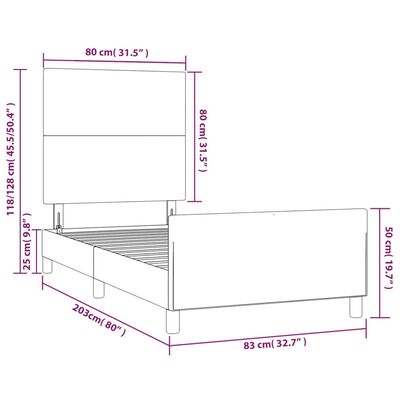 vidaXL Posteljni okvir z vzglavjem siv 80x200 cm umetno usnje