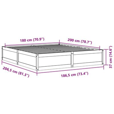 vidaXL Posteljni okvir brez vzmetnice bel 180x200 cm trdna borovina