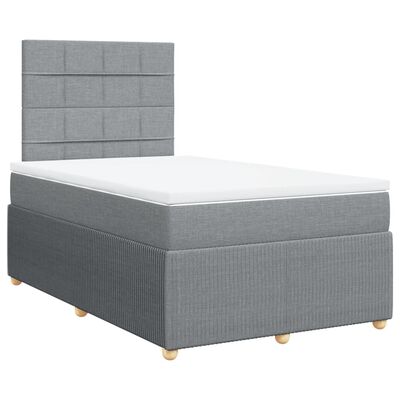 vidaXL Boxspring postelja z vzmetnico svetlo siva 120x190 cm blago