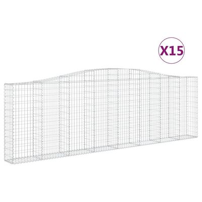 vidaXL Obokane gabion košare 15kosov 400x30x120/140cm pocinkano železo