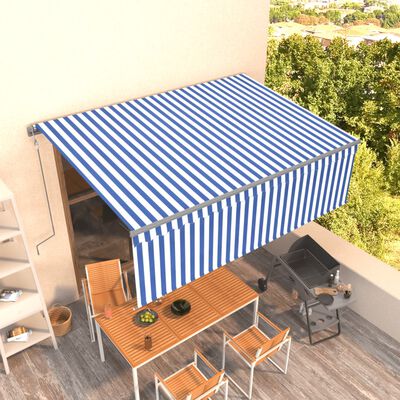 vidaXL Avtomatsko zložljiva tenda s senčilom 4,5x3 m modra in bela