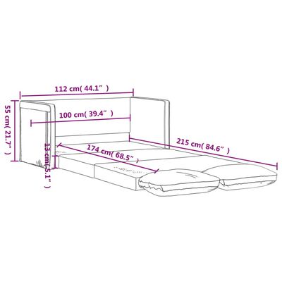 vidaXL Talni raztegljiv kavč 2 v 1 temno siv 112x174x55 cm blago