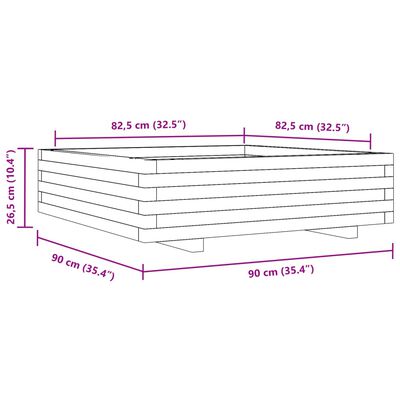 vidaXL Vrtno cvetlično korito belo 90x90x26,5 cm trdna borovina