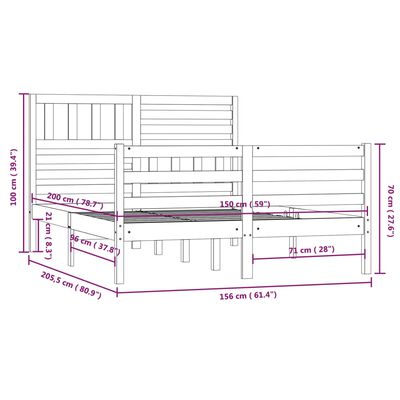 vidaXL Posteljni okvir 150x200 cm trdnega lesa