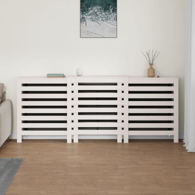 vidaXL Pokrov za radiator bela 210x21x85 cm trdna borovina