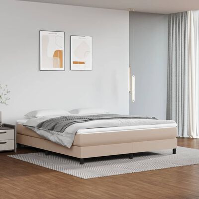 vidaXL Box spring postelja z vzmetnico kapučino 180x200cm umetno usnje