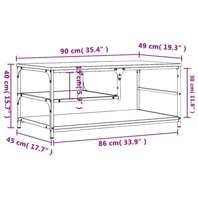 vidaXL Klubska mizica dimljeni hrast 90x49x40 cm inženirski les