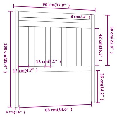 vidaXL Posteljno vzglavje 96x4x100 cm trdna borovina