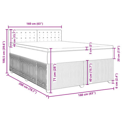 vidaXL Box spring postelja z vzmetnico modra 160x200 cm žamet