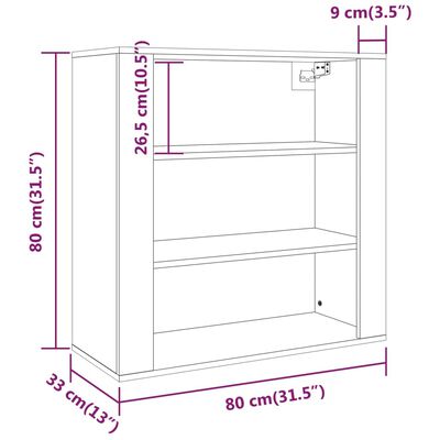 vidaXL Stenska omarica sonoma hrast 80x33x80 cm inženirski les