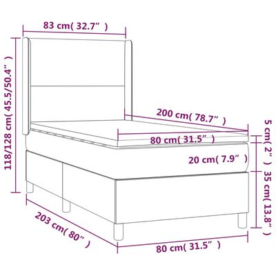 vidaXL Box spring postelja z vzmetnico temno zelena 80x200 cm žamet