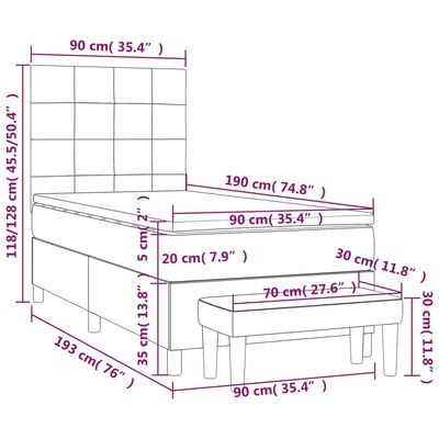 vidaXL Box spring postelja z vzmetnico roza 90x190 cm žamet