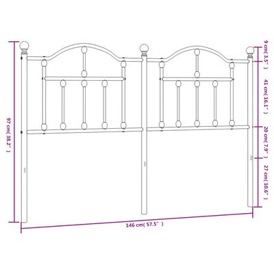 vidaXL Kovinsko vzglavje belo 140 cm