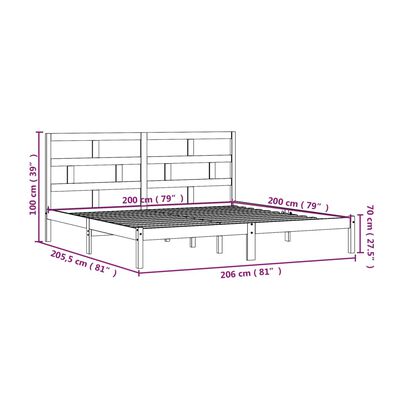 vidaXL Posteljni okvir črn iz borovine 200x200 cm