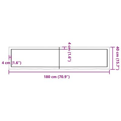 vidaXL Mizna plošča rjav 180x40x(2-6)cm obdelana trdna hrastovina