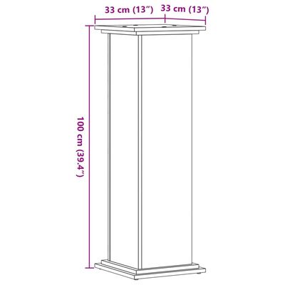 vidaXL Stojalo za rastline sonoma hrast 33x33x100 cm inženirski les