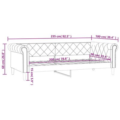 vidaXL Raztegljiva postelja krem 90x200 cm umetno usnje