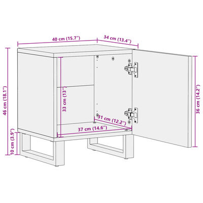 vidaXL Nočna omarica 2 kosa 40x34x46 cm trden predelan les