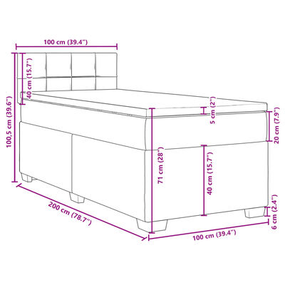 vidaXL Box spring postelja z vzmetnico taupe 100x200 cm blago