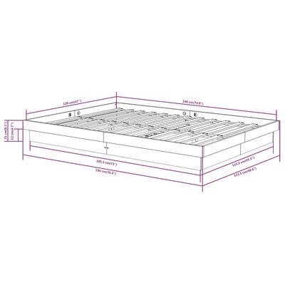 vidaXL Posteljni okvir črn iz trdnega lesa 120x190 cm