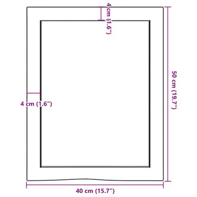 vidaXL Stenska polica 40x50x(2-4) cm neobdelana trdna hrastovina