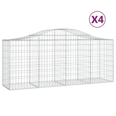 vidaXL Obokane gabion košare 4 kosi 200x50x80/100 cm pocinkano železo