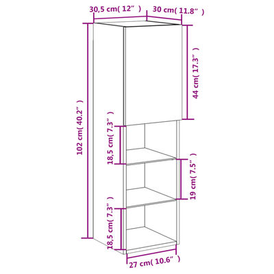 vidaXL TV omarica z LED lučkami rjav hrast 30,5x30x102 cm