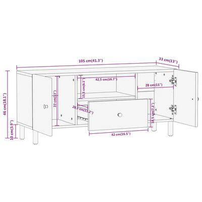 vidaXL TV omarica 105x33x46 cm trden mangov les