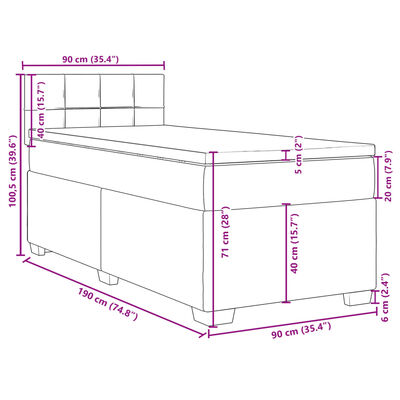 vidaXL Box spring postelja z vzmetnico taupe 90x190 cm blago