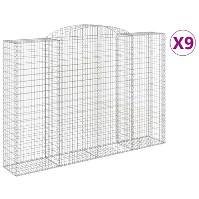 vidaXL Obokane gabion košare 9 kosa 300x50x200/220cm pocinkano železo