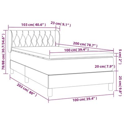 vidaXL Box spring postelja z vzmetnico roza 100x200 cm žamet