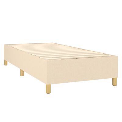 vidaXL Box spring postelja z vzmetnico krem 90x190 cm blago